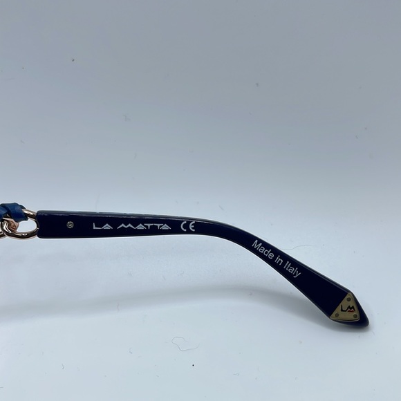 NWOT. La Matta of Italy Optical frames. Navy blue frames with leather wrapped - Picture 3 of 6